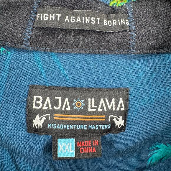 Baja Llama 121 Do One Nighthawk Button Up Hawaiian Shirt Mens XXL Blue Tigers - Picture 14 of 16